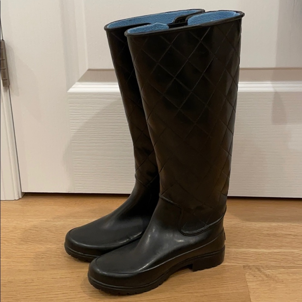 Sperry Black Quilted Rainboots, Size 5